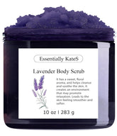 Essentially KateS - botella del exfoliante de lavanda con sal: exfoliación suave para piel radiante