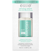 La botella essie-base-fortalecedora muestra una base fortificante para uñas más fuertes.