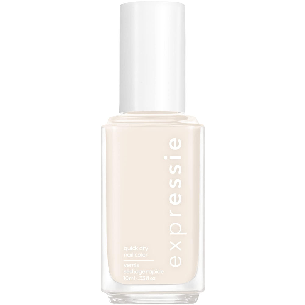 Frasco Essie Expressie Daily Grind en tono crema, para uñas con acabado suave.