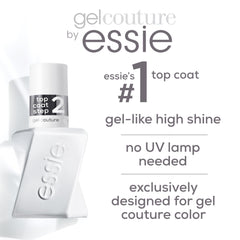 Essie Gel Couture bottle close-up highlighting a glass-like glossy finish.