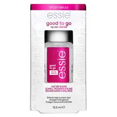essie Good to Go top coat bottle close-up showing quick-dry, high-shine finish