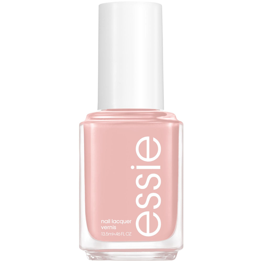 Botella de essie laca de uñas beige rosado suave con brillo