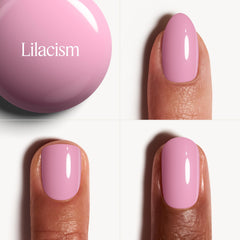 Uñas cubiertas con Lilacism logran color uniforme tras dos capas.