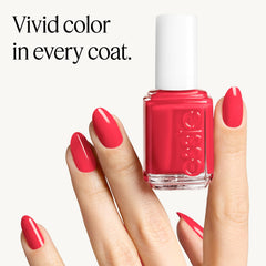 Essie Mademoiselle bottle highlighting a formaldehyde-free formula for safer wear.