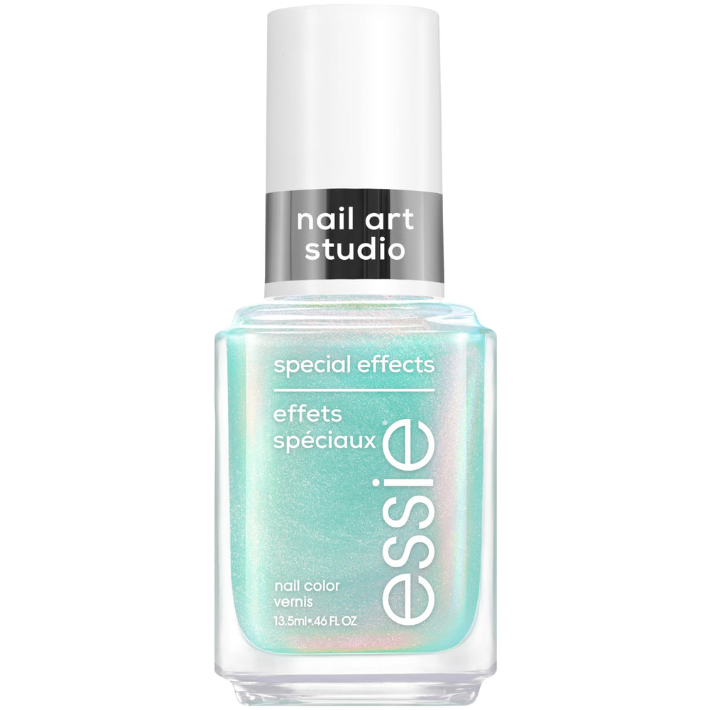 essie Mystic Marine turquoise pearl chrome finish adds dimension to at-home manicures