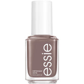 Essie Chinchilly bottle shows creamy gray finish for polished nails.