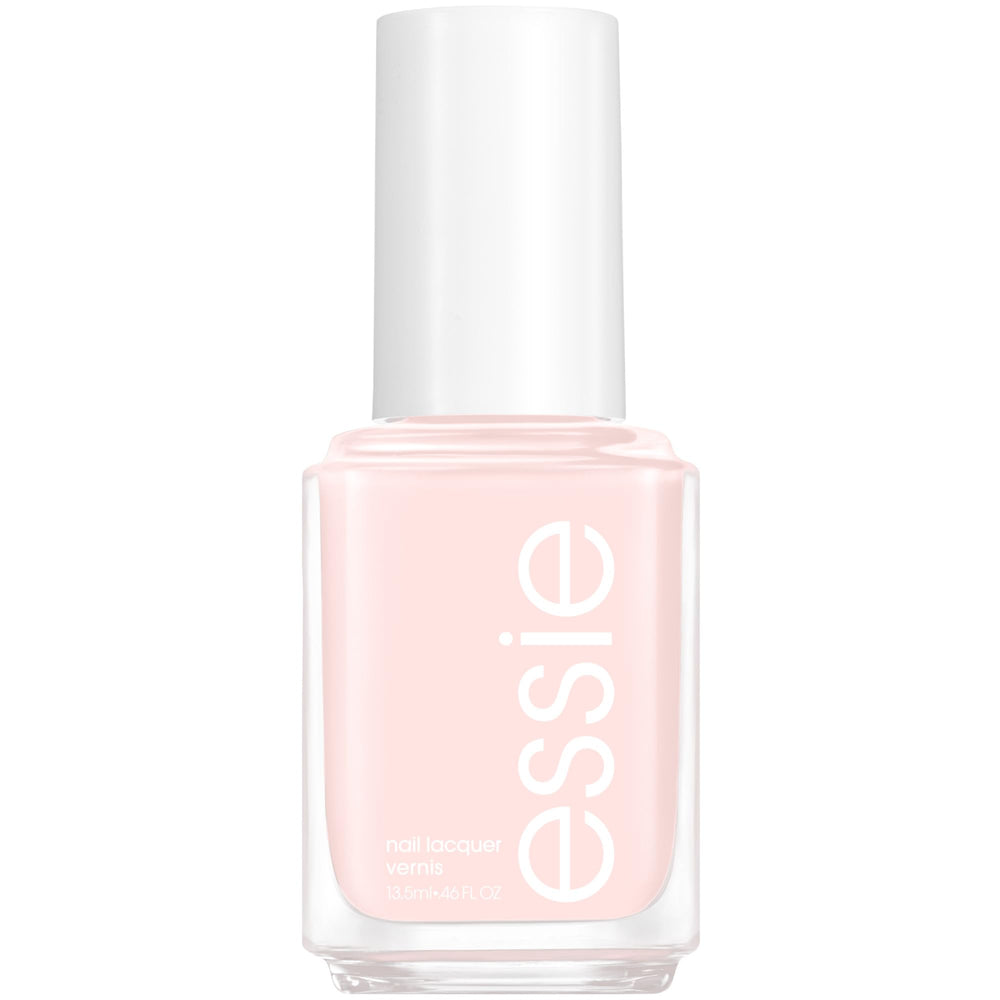 esmalte essie Vanity Fairest con brillo rosa translucido para un look elegante