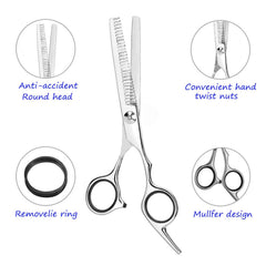 Essoy thinning shears featuring an ergonomic handle for comfortable styling sessions.