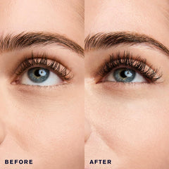 The mascara brush shown for even formula distribution and bold definition.