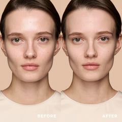 Aplicación del primer Estee Lauder Double Wear directamente sobre la piel para base uniforme.