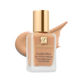 Estée Lauder Double Wear bottle close-up showing matte finish and sleek packaging.