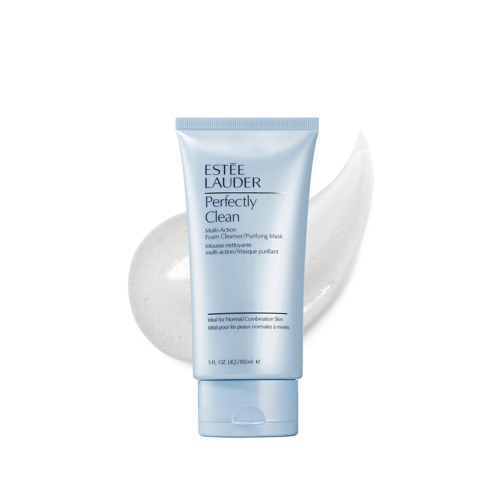 Estée Lauder Perfectly Clean foam cleanser, gentle makeup removal for all skin types.