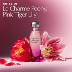 Estee Lauder Pleasures Intense bottle closeup highlighting floral notes.