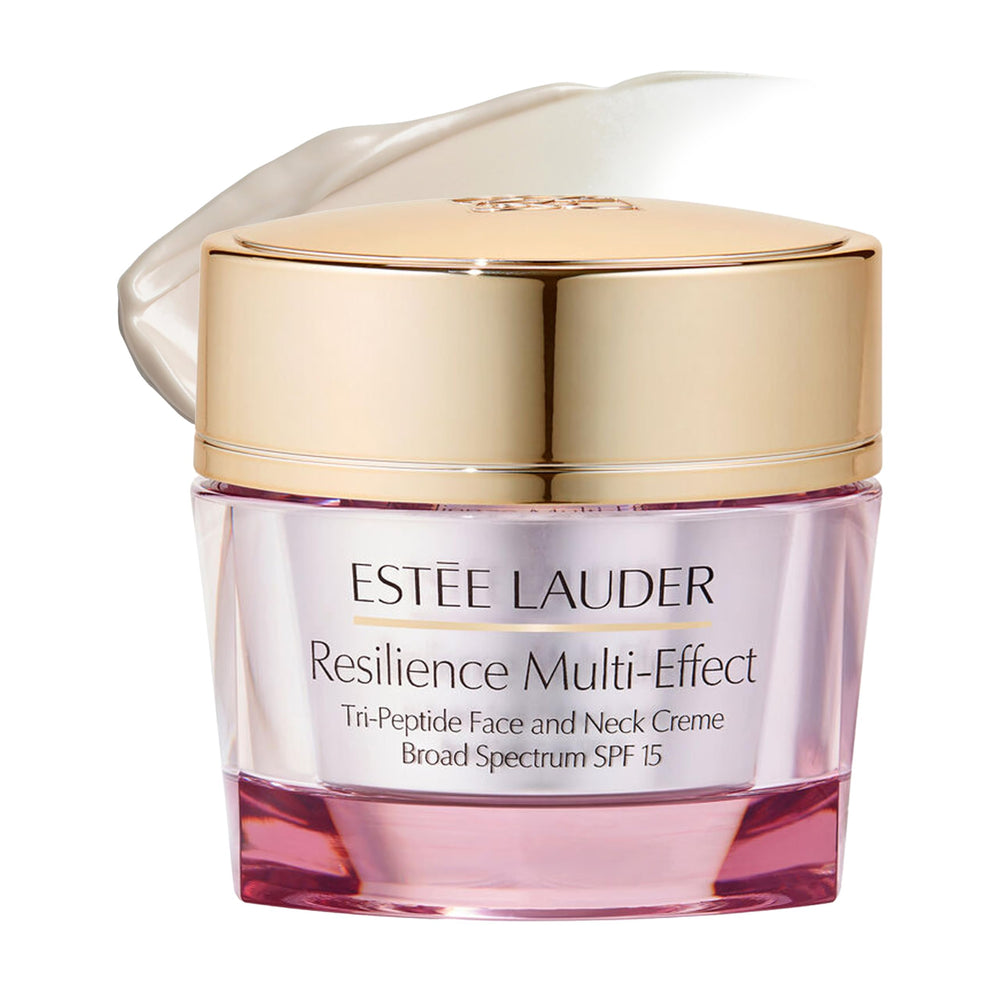Estée Lauder Resilience cream jar closeup shows rich texture for daily hydration and firmness.
