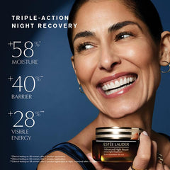 Estée Lauder Revitalizing Supreme+ Night Power Bounce Moisturizer jar showcases overnight hydration and bounce