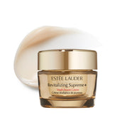 Estée Lauder Revitalizing Supreme+ jar close-up, luxurious texture and 72-hour hydration.