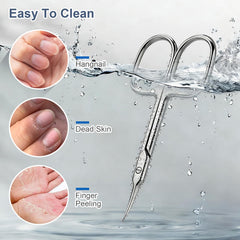 ESVIENS Cuticle Scissors demonstrating multi-purpose nail care use.