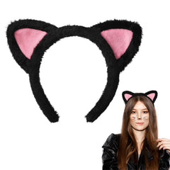 Etercycle orejas de gato negras de felpa, ideal para cosplay y fiestas