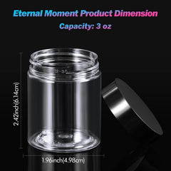 Eternal Moment airtight screw-on lids on clear jars prevent leaks.