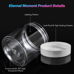 Eternal Moment leakproof BPA-free jars ideal for travel and on-the-go skincare.