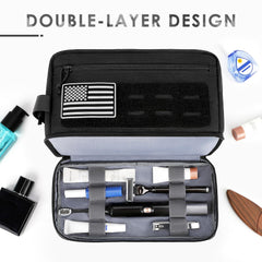 ETRONIK bag opened to reveal wide opening and interior pockets.