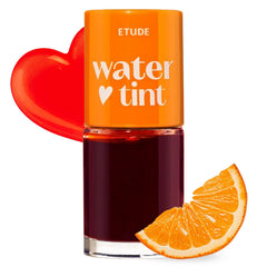ETUDE Dear Darling Water Tint Orange Ade bottle demonstrates long-lasting lip color.