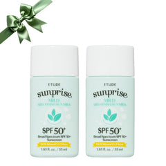 ETUDE Sunprise duo set with SPF 50+ for broad protection and a light, non-sticky feel.