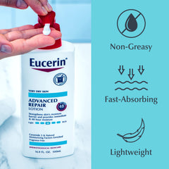 Eucerin Advanced Repair Lotion with ceramide-3 supports the skin barrier.