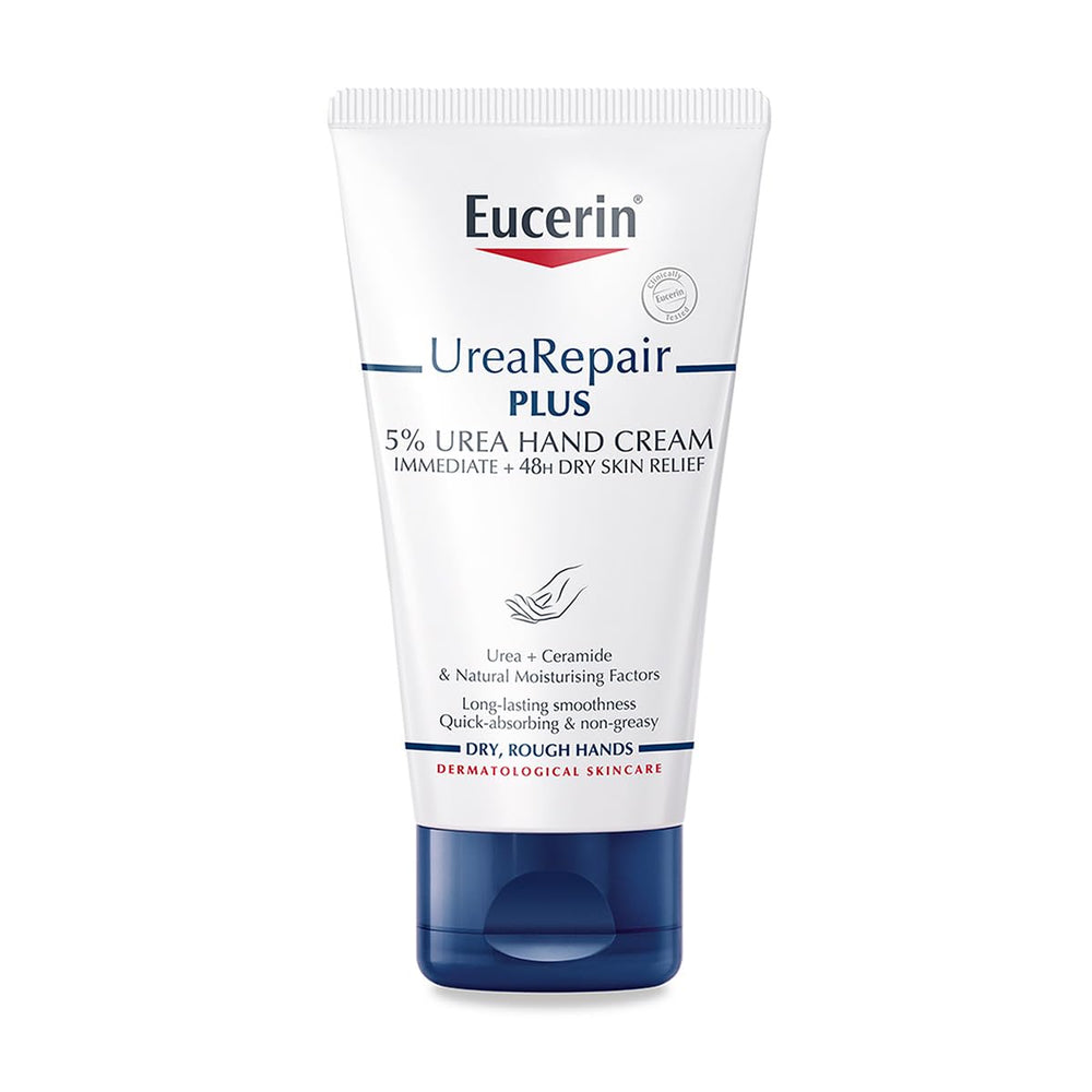 Eucerin crema de manos con urea 5% para hidratación intensa.