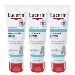 Crema para pies Eucerin en tubo de 3 onzas para hidratación suave de pies secos.