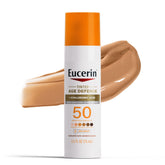 Eucerin protector solar facial SPF50 en botella para uso diario suave.