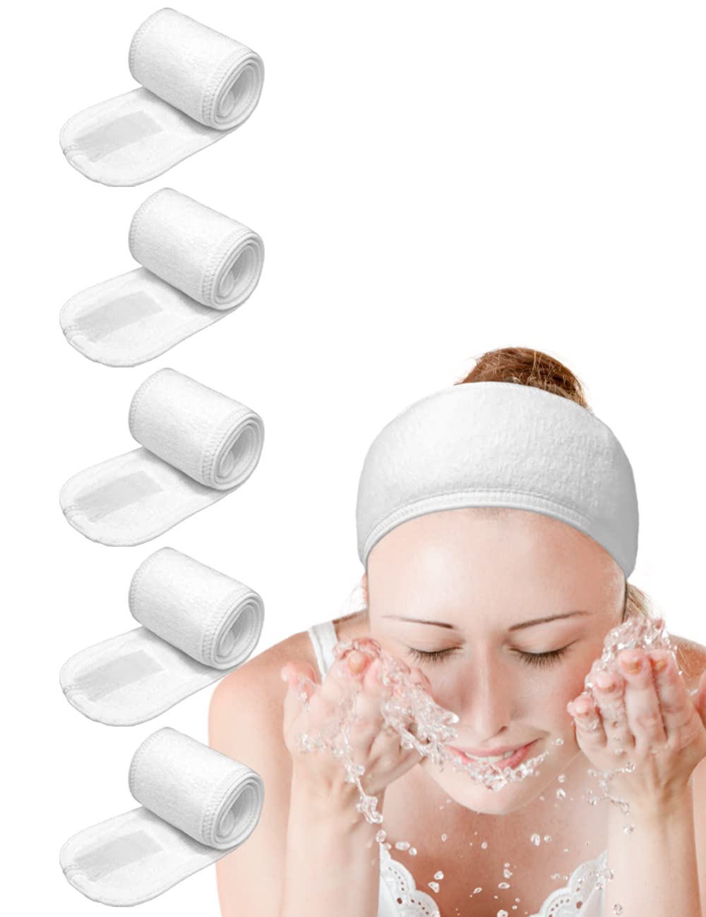 EUICAE Banda Spa para cabello blanca, evita goteo durante el lavado facial.