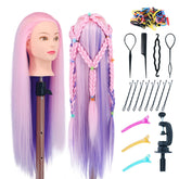 Eumos mannequin head with pink purple hair ideal for braiding and curling practice