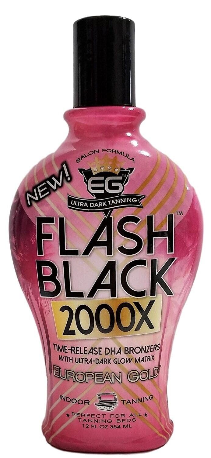 European Gold Flash Black 2000X, botella para bronceado interior con color progresivo.
