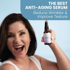 Texture closeup of Eva Naturals Serum highlights smooth, hydrating formula for sensitive skin