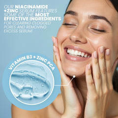 Eva Naturals Niacinamide Serum, zinc y hialuronico para balance de grasa y hidratación.