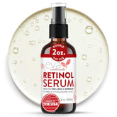Sérum Eva Naturals con retinol e hialurónico en botella 2oz para suavizar la piel.