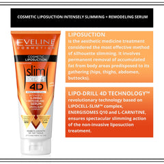 Hands massage Eveline Slim Extreme 4D serum into skin for lifting feel.