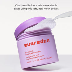 Evereden Balance Up Toner Pads bottle pour showing easy application