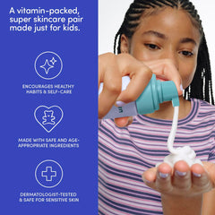 Evereden fragrance-free kids happy face duo application on skin demonstrates easy daily use.
