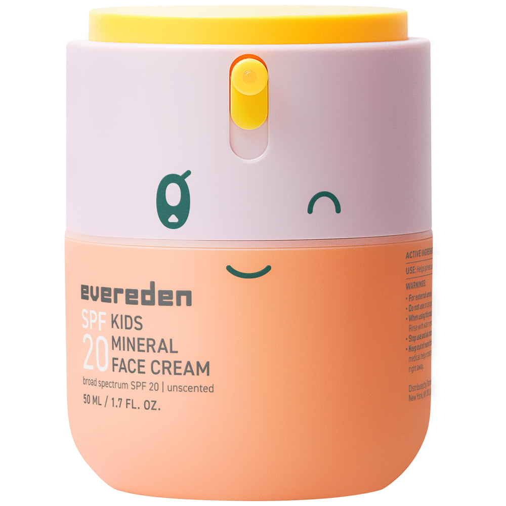 Evereden Kids Face Cream bottle with mineral formula for daily protection.