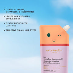 Soft, shiny, easy-to-manage hair after Evereden Kids Shampoo.