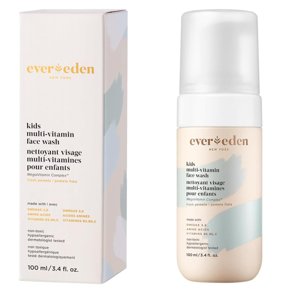Evereden limpiador facial para niños, botella de 100 ml, aroma suave, cuida piel sensible.