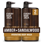 Every Man Jack Amber + Sandalwood bottle for daily cleansing with masculine scent.