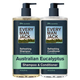 Every Man Jack Australian eucalyptus shampoo bottle for a refreshing cleanse.