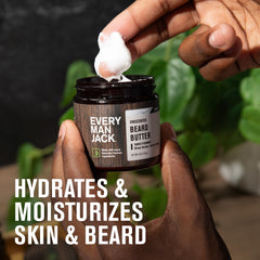 Every Man Jack beard butter ingredients page highlights shea butter and coconut oil