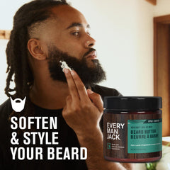 Creamy texture of Every Man Jack beard butter Subtle Sea Salt in jar