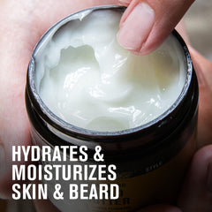 Every Man Jack vanilla cedar butter in hands ready to tame flyaways.