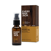 Every Man Jack beard oil sandalwood bottle delivers silky softness and natural shine