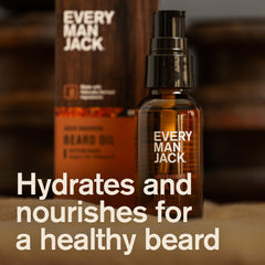 Every Man Jack Beard Oil texture rich with amber-vanilla notes for a soft beard.